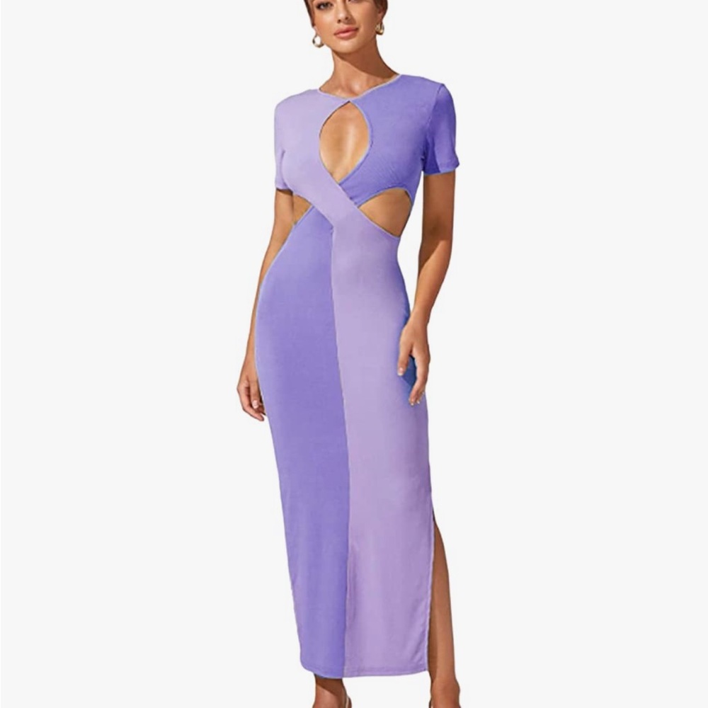 WOMEN'S MONOCHROMATIC CUT OUT MAXI DRESS